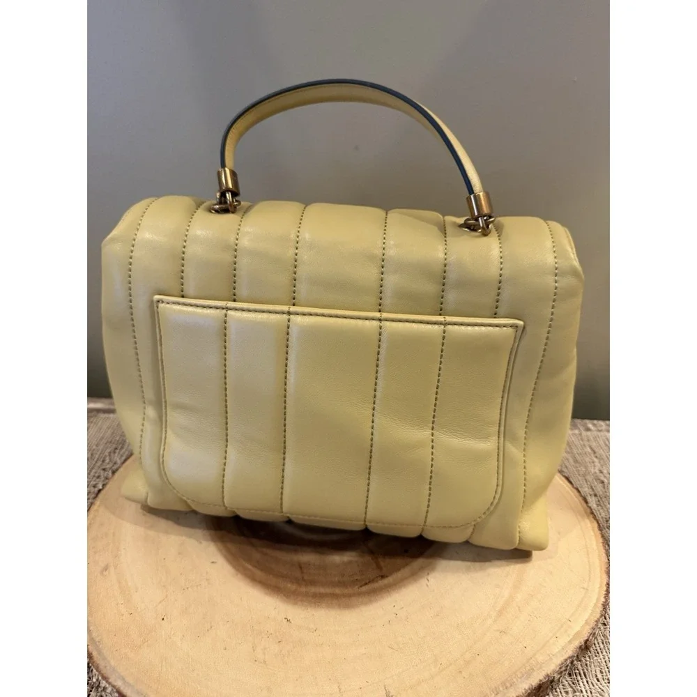 Tory Burch Kira Quilted Medium Top Handle Satchel Crossbody In  Beeswax 798$ New